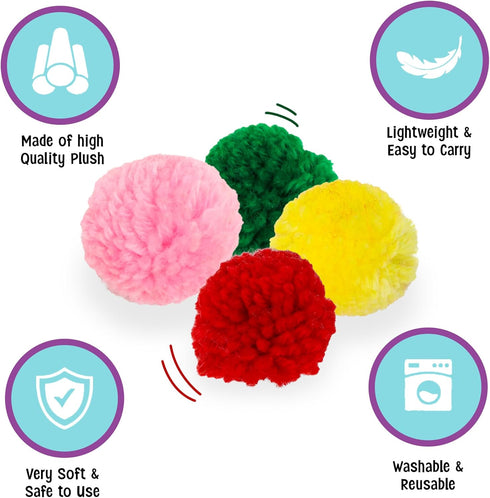 SPOT Wool Pom Poms Cat Toy - Interactive Catnip Wool Balls for Cats and Kittens to Bite, Swat and Chase, 4 pcs, 1.5 inch
