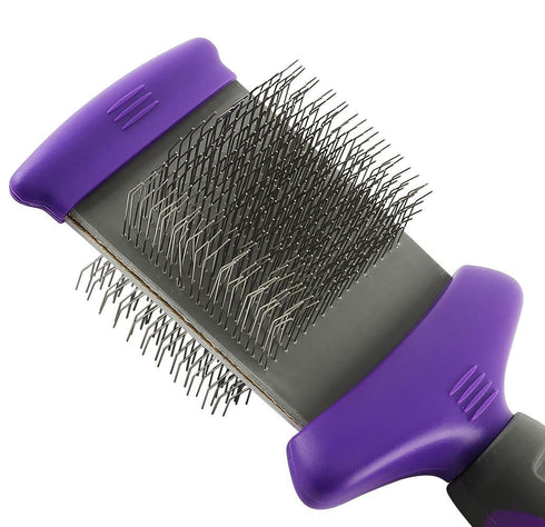 HERTZKO Double Sided Flexible Slicker Brush - Suitable for Dogs and Cats - Removes Loose Hair, Tangles, and Knots,