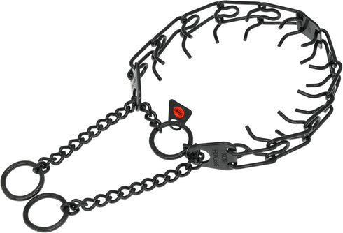Herm Sprenger Black Stainless Steel Dog Prong Collar with Easy On Assembly Chain, Professional Training Pinch Collar