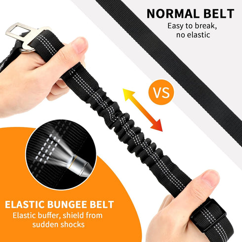 (1 Pack) BWOGUE Pet Dog Cat Seat Belt Reflective Car Dog Headrest Restraint Leash Elastic Buffer Bungee Adjustable
