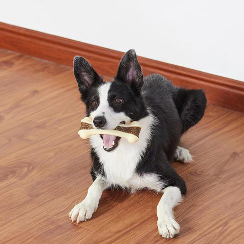 Dog Bones Chew Toys for Aggressive Chewers | 6 Pack Real Beef Flavor, Indestructible Teething Toys