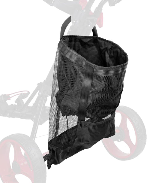 Golf Push Cart Accessories, Mesh Storage Bag, 3 Wheel Push-Pull Cart Backside Extension Organizer