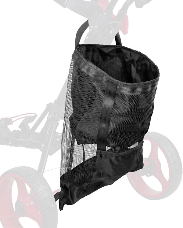 Golf Push Cart Accessories, Mesh Storage Bag, 3 Wheel Push-Pull Cart Backside Extension Organizer
