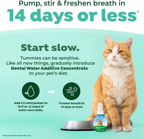TropiClean Fresh Breath Drops for Cats, Travel Size Cat Mouthwash, 2.2 oz Water Additive