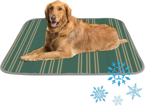 imiBBWQu Cooling Dog Bed Green Stripes Pet Cooling Mat Replacement Cover Washable Forever