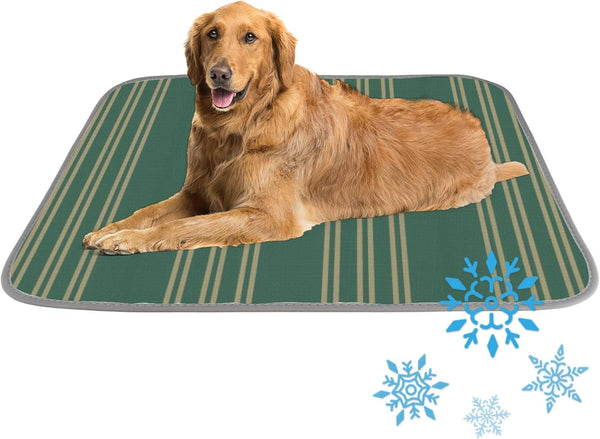 imiBBWQu Cooling Dog Bed Green Stripes Pet Cooling Mat Replacement Cover Washable Forever
