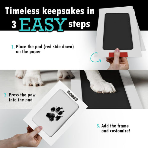 Large Inkless Pet Paw Print Kit, Clean-Touch Ink Pads for Large Dogs, Keepsake Frames & Accessories