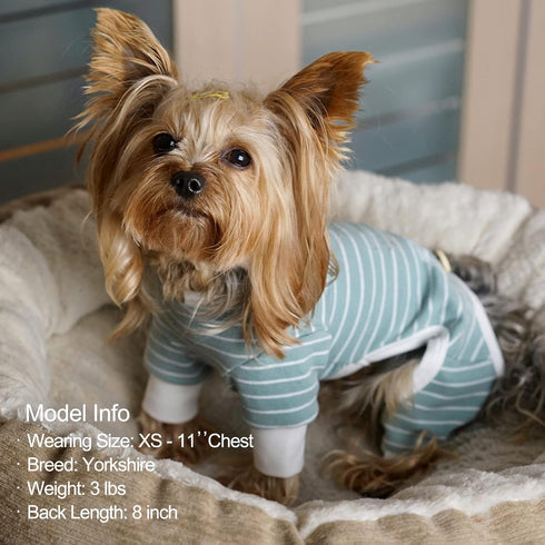 KYEESE Dog Pajamas Striped Pet Jumpsuit - Soft Lightweight Onesie 4 Legs PJS Stretchable Comfortable Sleepwear for
