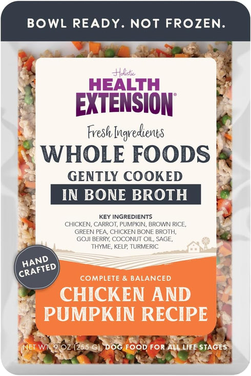 Health Extension Gently Cooked Pouches for Dogs, Chicken and Pumpkin, 9oz Pouch, 10 Pack