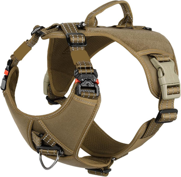 ICEFANG GN8 Quick-Moving Tactical Dog Harness with 2x Metal Buckles for X-Large Dogs, Reflective K9 Vest