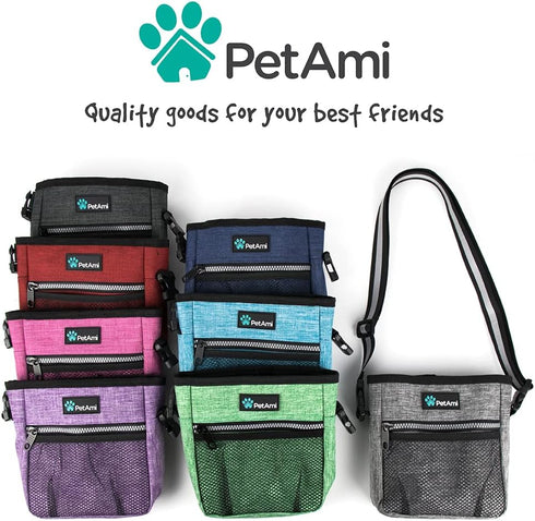 PetAmi Dog Treat Pouch - Training Bag Holder for Kibbles, Toys, and Poop Bags (Purple) - 3 Ways to Wear