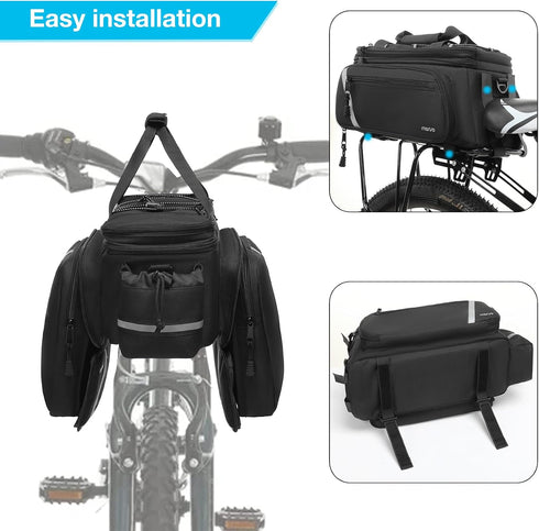MOSISO Bike Rack Bag with Rain Cover, Insulated Bicycle Rear Seat Bag with 2 Foldable Panniers