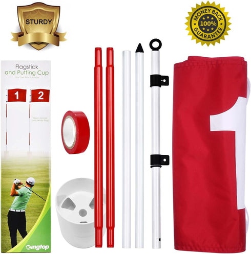 KINGTOP Golf Flagstick 6ft, Portable Five-Section Design for Backyard Practice Putting Green and Driving Range Golf Pin