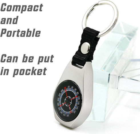 Keychain Pocket Compass Equipment, 2 Pack Military Survival Mini Metal Waterproof Compass for Hiking