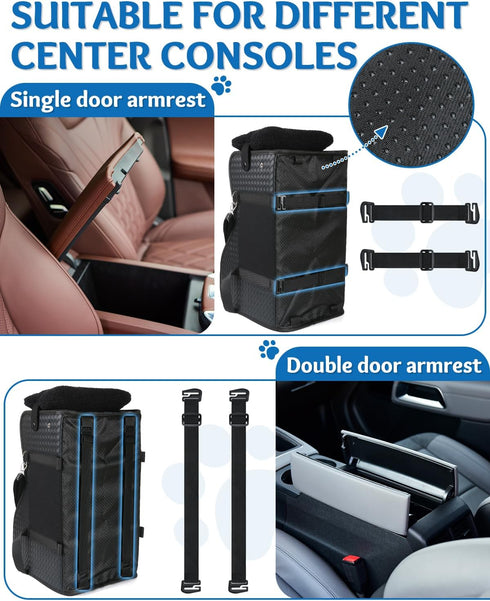 Vokvaktak Center Console Dog Car Seat, Pet Car Seat, Armrest Middle Console Booster Travel Carrier for Small Dogs
