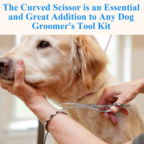7" Trimming JASON Curved Dog Grooming Scissors, Cats Grooming Shears Pets Kit with for Left Handed Groomers, Sharp