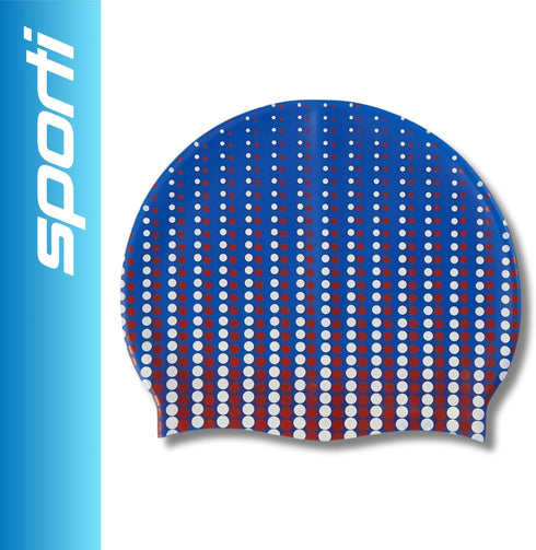 Sporti Silicone Swim Cap with Graphic Design, Non Slip Swimming Cap, Easy Wear and Removal