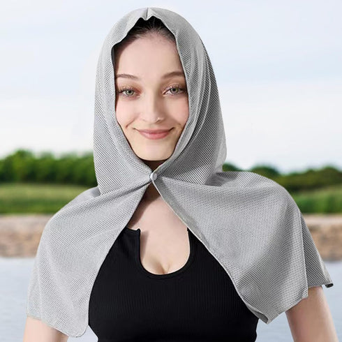 Generic 23.6x11.8in Cooling Hooded Towels - Cold Neck Wraps, Instant Chill Towels Uv Protection Outdoor Heat Relief |