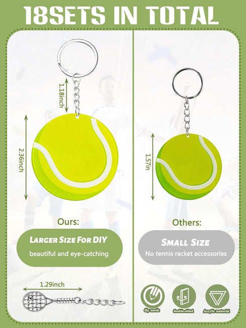 Taiyin 18 Set Large Size Tennis Acrylic Keychain Kit with Pen for Sublimation Vinyl Sticker DIY Crafting