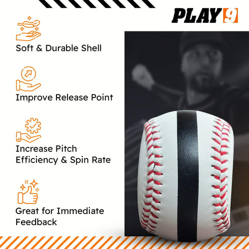 9 SHOP PLAY - Spin Trainer - Training Baseballs for Pitchers - Genuine Leather for Game Like Feel - Baseball Training
