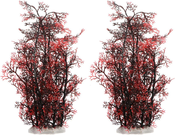 balacoo 2 Pcs Aquarium Decor Plastic Plant, Red Coral Tree for Fish