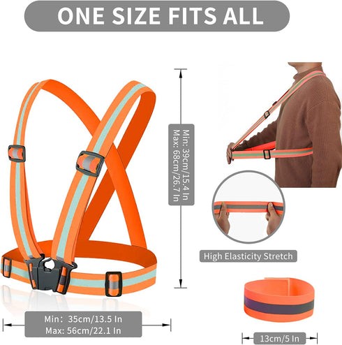 Reflective Running Vest with Safety Straps, High Visibility Reflector