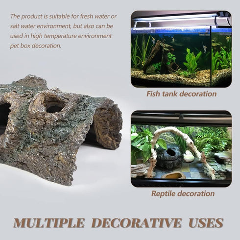 Large Hollow Log Resin Wood Decorations, Reptile Hide Tree Trunk for Lizard, Snake, Gecko, Axolotl, Spider, Turtles