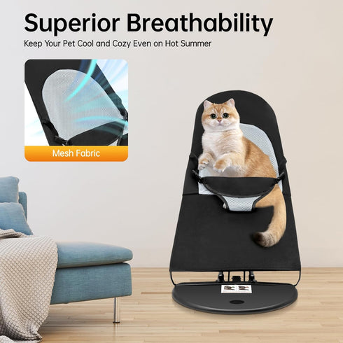 Philipreba 33LBS 31x 15x 16 inch Foldable Pet Rocking Chair, Portable Pet Rocker Bed with Ramp, French Bulldog Rocking