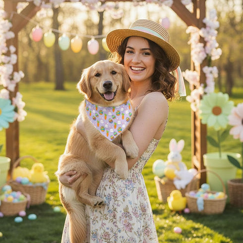 200 Set 25 (25.6 17.7 17.7) Pcs Spring Dog Bandanas Bulk Bunny Egg Carrot Bandanas for Dogs Triangle Kerchief Bibs