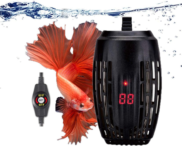 75Watt Aquarium Heater with External Temperature Controller for Fish Tank, Turtle, Betta