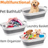 Coloch Collapsible Pet Bathtub with Water Drain Plug, Plastic Dog Bath Tub with Handle Portable Puppy Bathing Tub Space