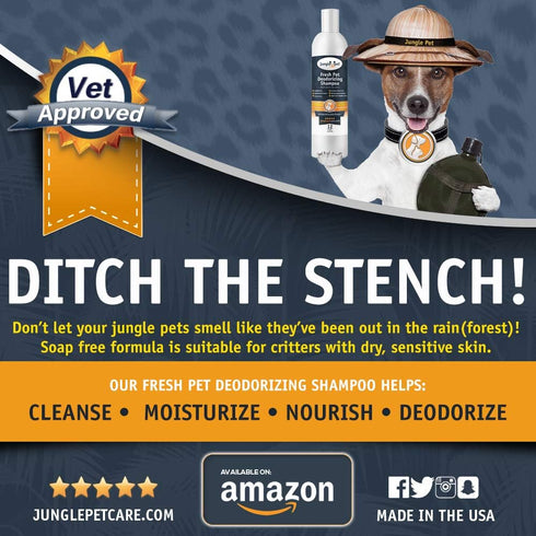 Jungle Pet Deodorizing Dog Shampoo for Smelly Dogs, Grooming & Cleansing Shampoo, Sweet Pea Vanilla Scent, 16 oz