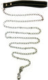 Heavy Chain Leash, 72 Inches (72"), 6 Feet (6') Faux Leather for Small-Medium Size Dogs or Large Puppies, Lead is Resistant to Chewing (Black)
