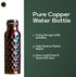 Pure Copper Water Bottle, 32oz Antique Black Diamond Ayurvedic Water Bottle with Lid for Hiking, Camping, Home, Office