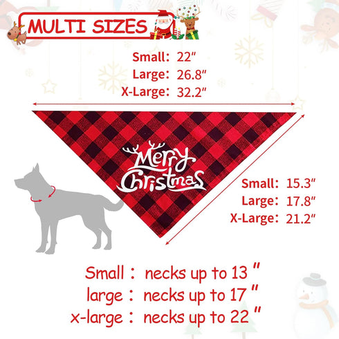Malier 2 Pack Dog Bandanas, Christmas Classic Buffalo Plaid Triangle Bibs for Small Medium Large Dogs (Christmas 1,