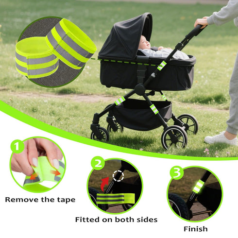 6 Pack Reflective Bands for Strollers High Visibility Elastic Reflective Gear Safety Reflectors Stroller Identifier