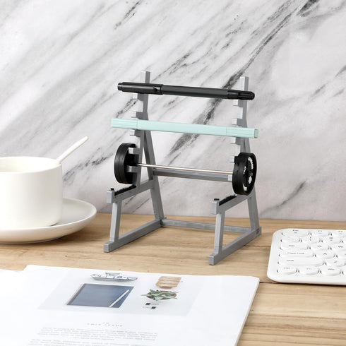 Squat Rack Pen Holder, Mini Barbell Rack Desktop Decor for Office Gym, Weights & Barbells Included