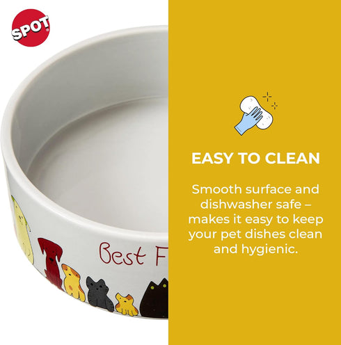 SPOT by Ethical Products - Heavy Ceramic High Gloss Dog Bowl - BEST FRIENDS 7" Dog Dish - Dishwasher Safe