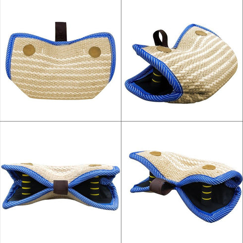 PET Artist Jute/Linen Bite Wedge | Bite Pillow with 2 Handles | 14"(36cm) 8"(20cm) Training Toy for Medium to Large Dogs