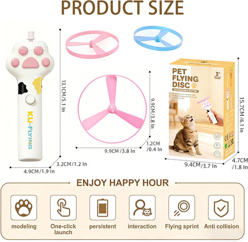 Orebog 10 Cat Fetch Toy Launcher,Flying Disc Launcher Toy Rechargeable with Flying Discs,Flying Cat Toy Disc Launcher