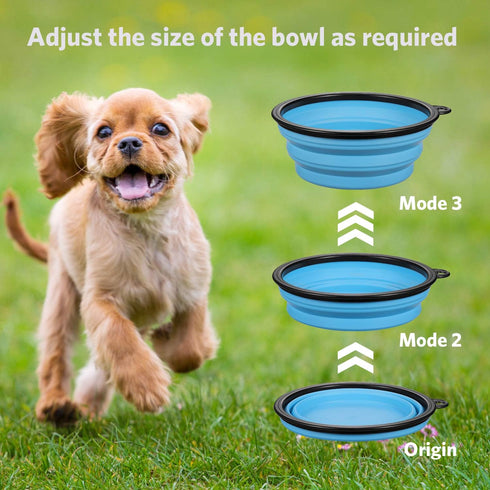 ME.FAN Collapsible Dog Bowl, Portable Silicone Travel Bowl (12oz) with Carabiners for Pet Food and Water