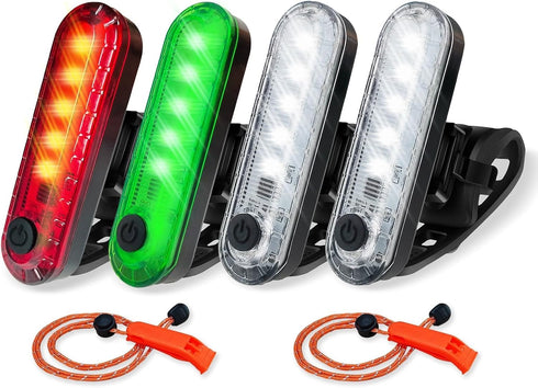 LED Navigation Lights Kit for Boat Kayak, 4Pack Battery Operated Stern Lights with 2 Safety Whistles Included