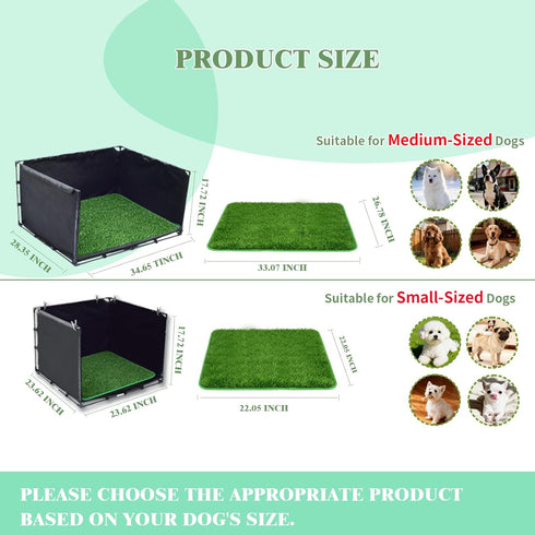 High Walls Dog Pee Pad Holder with Artificial Grass-Foldable Indoor Dog Potty Tray,Waterproof Pee Pad Holder for Small