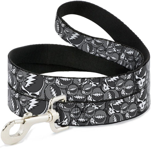 Buckle-Down Pet Leash - Steal Your Face Stacked Gray, 4 Feet Long, 1" Wide