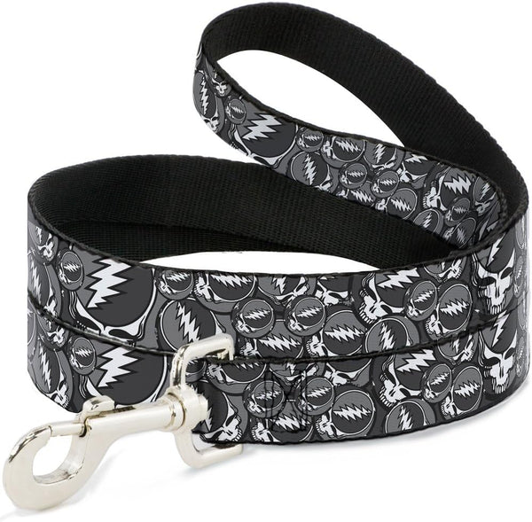 Buckle-Down Pet Leash - Steal Your Face Stacked Gray, 4 Feet Long, 1" Wide