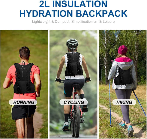 INOXTO Hydration Pack Backpack with 2L Leakproof Water Bladder, Running Hydration Vest for Men, Daypack for Cycling