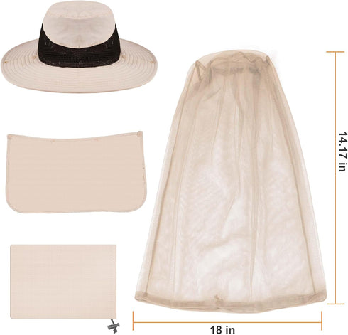 Mosquito Net Hat - Bug Cap with UPF 50+ Sun Protection and Hidden Netting for Outdoors for Women and Men
