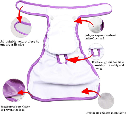 (Pack 4), Teamoy Reusable Female Dog Diapers with Inserts of Doggie Diaper Liners Period Pants for Dogs in Heat