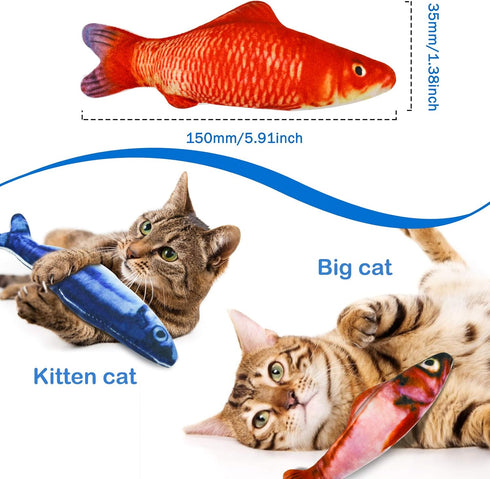 5Pcs Plush Catnip Fish Toy, Cat Chew Toy with Bell Inside for Interactive Kitty Chew Toys, Cat Teething Exercise