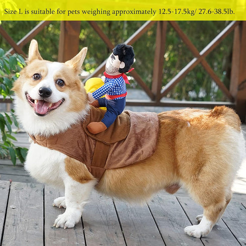 SEIS Pet Riding Costume, Cowboy Rider Dog Apparel, Novelty Pet Supplies, Halloween, Large